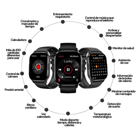 Smartwatch deportivo HK01 color negro pantalla Amoled 2.01"