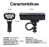 Lampara para Bicicleta multifuncional con 4 modos de luz color negro 10,000 mah